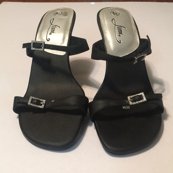 Fioni Strappy Black Heels W Rhinestone Size 6-1/2 - Picture 2 of 7